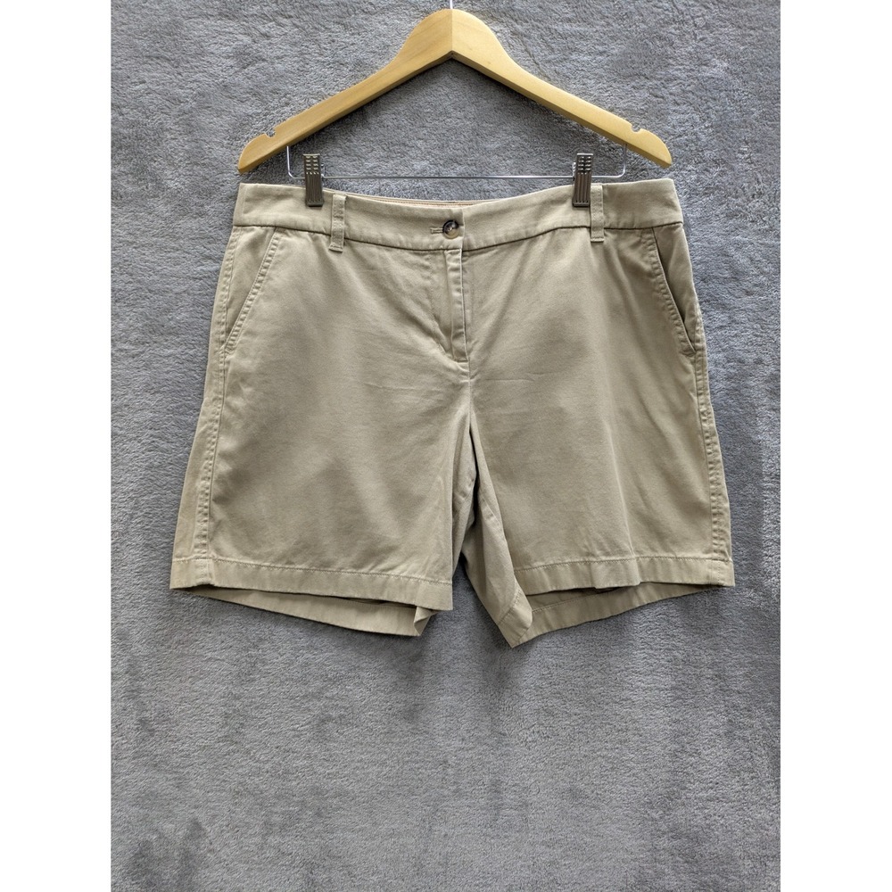 Classic Chino Shorts Womens 12 Khaki Tan Cotton Twill J.Crew Mid Rise 5 Inch